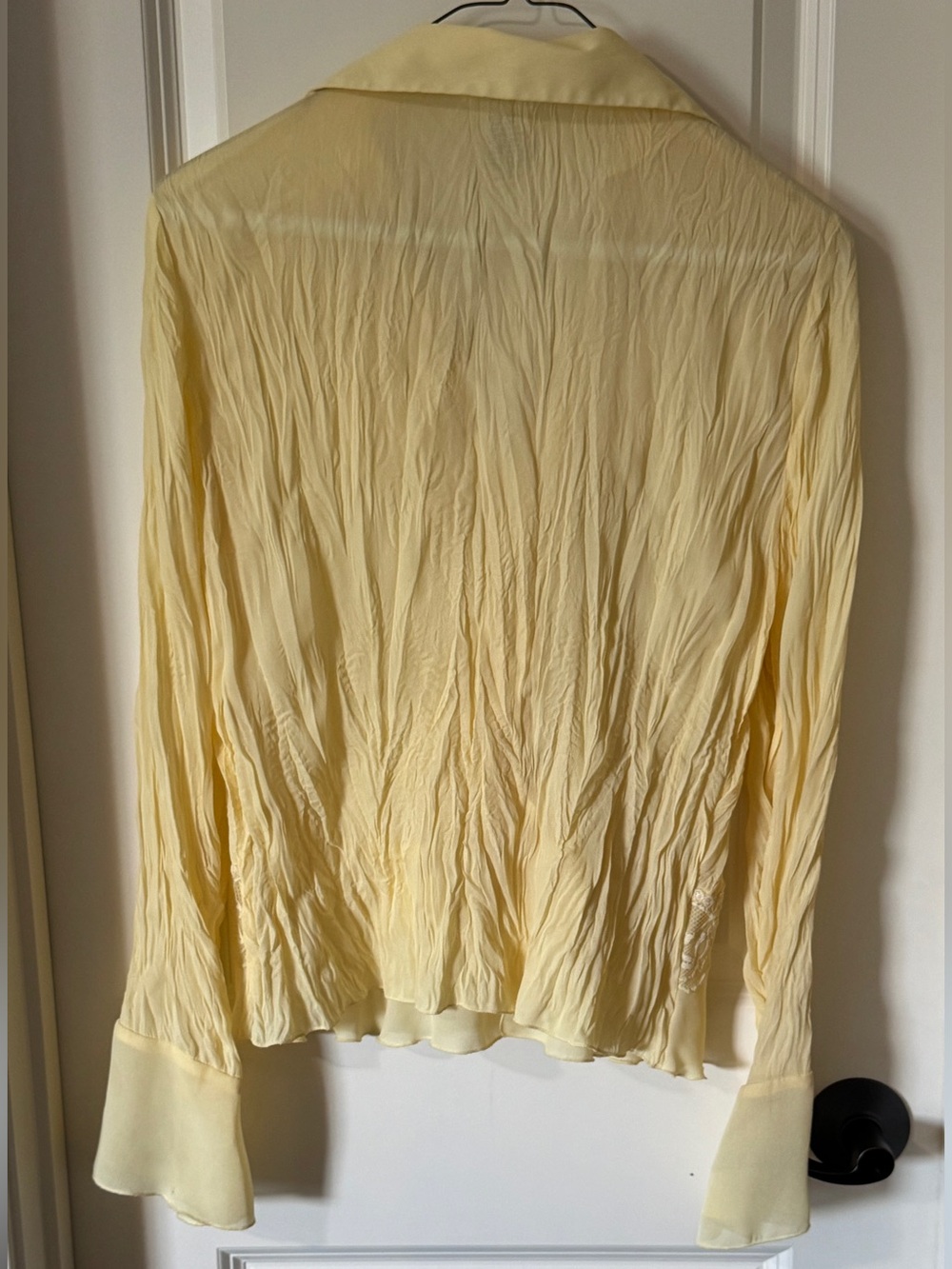Vintage Y2K Ruffle and Lace Sheer Lemonade Yellow Blouse - Picture 2 of 9